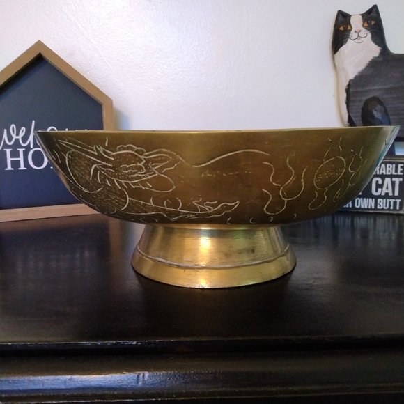 Vintage brass Chinese bowl - Picture 7 of 8